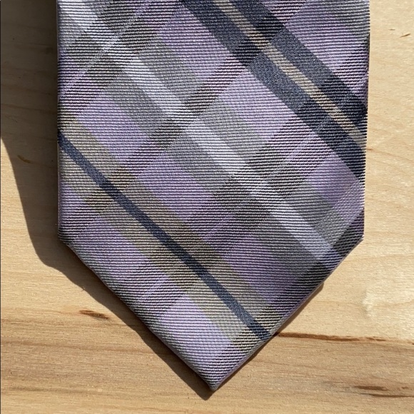 Merona Plaid Purple Silk Tie - Picture 1 of 4